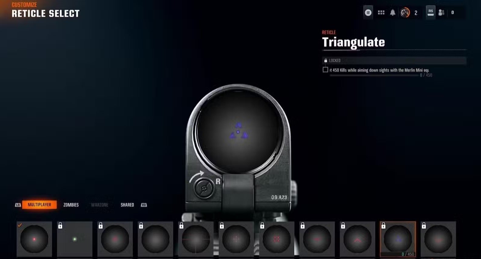 triangulate reticle