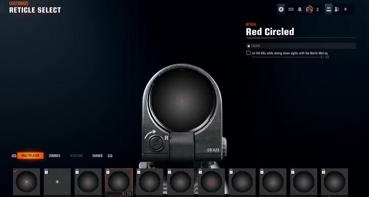 red circled reticle