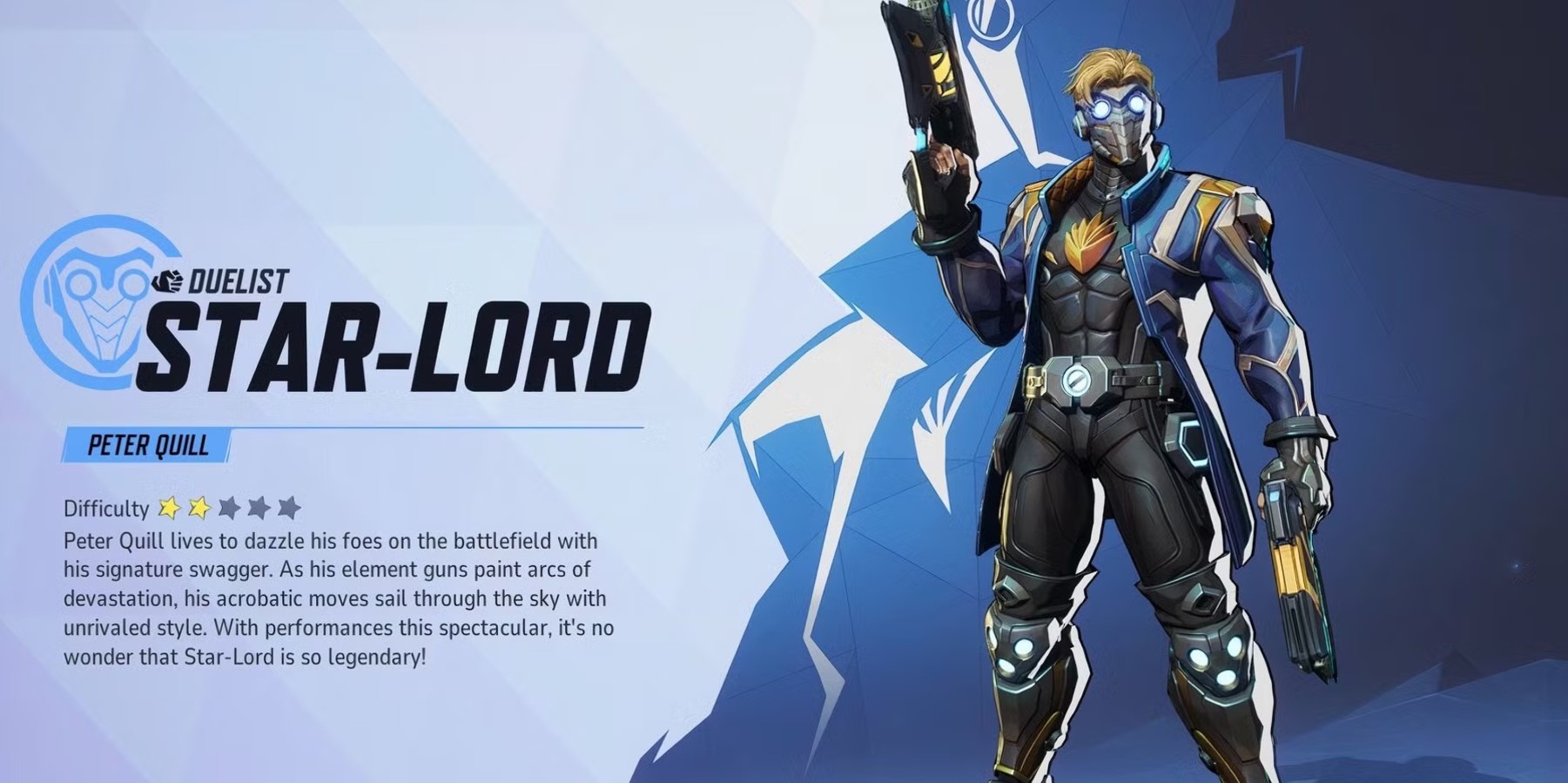 star lord”></li>
<b>Gameplay:<b> Star Lord brings a unique blend of tech and agility to the battlefield. His 