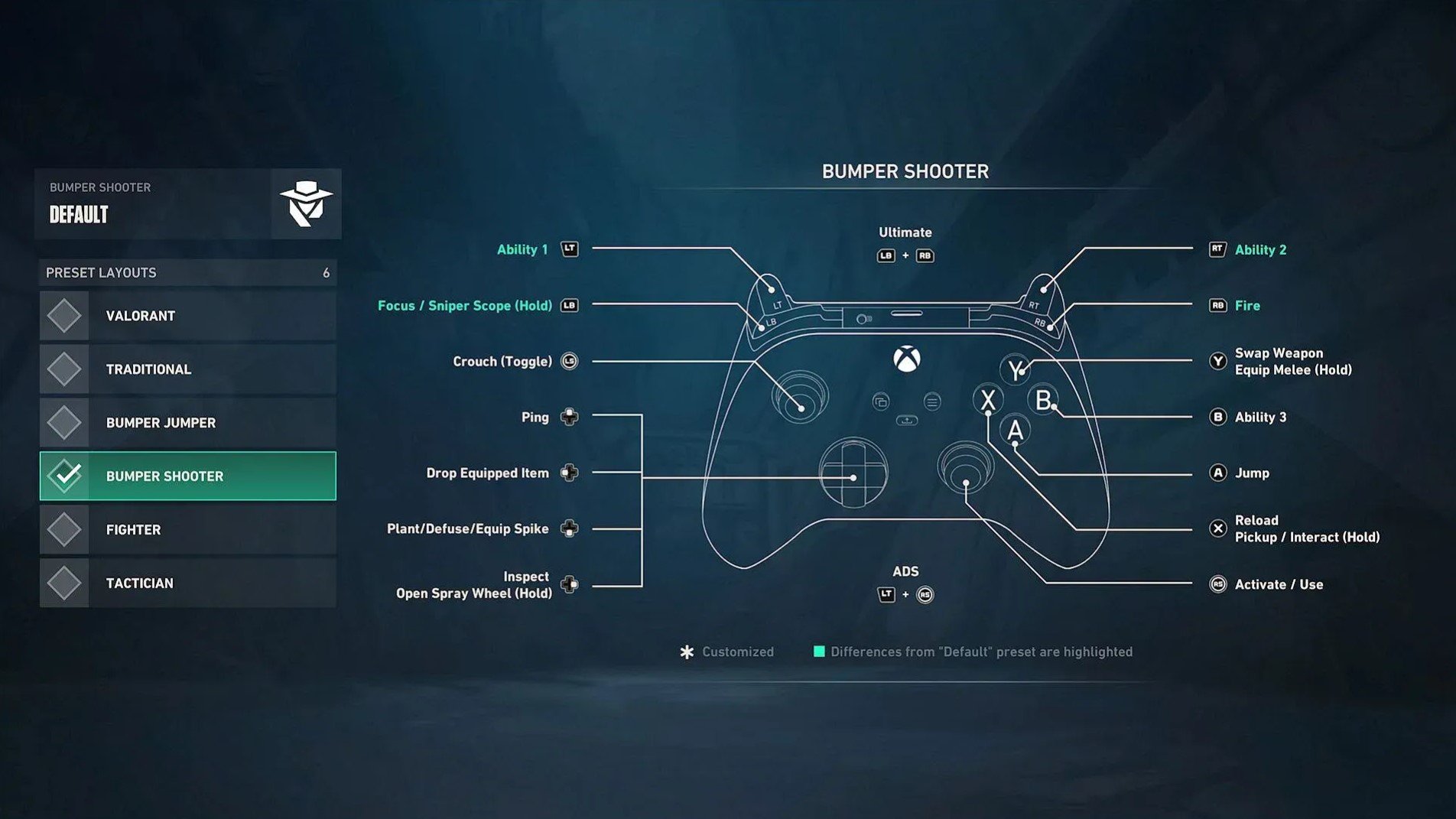 valorant bumper shooter controller settings