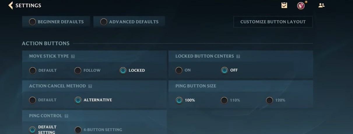 wild rift action buttons options